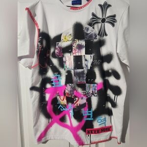 Bleu Noir Graphic White Tee Med